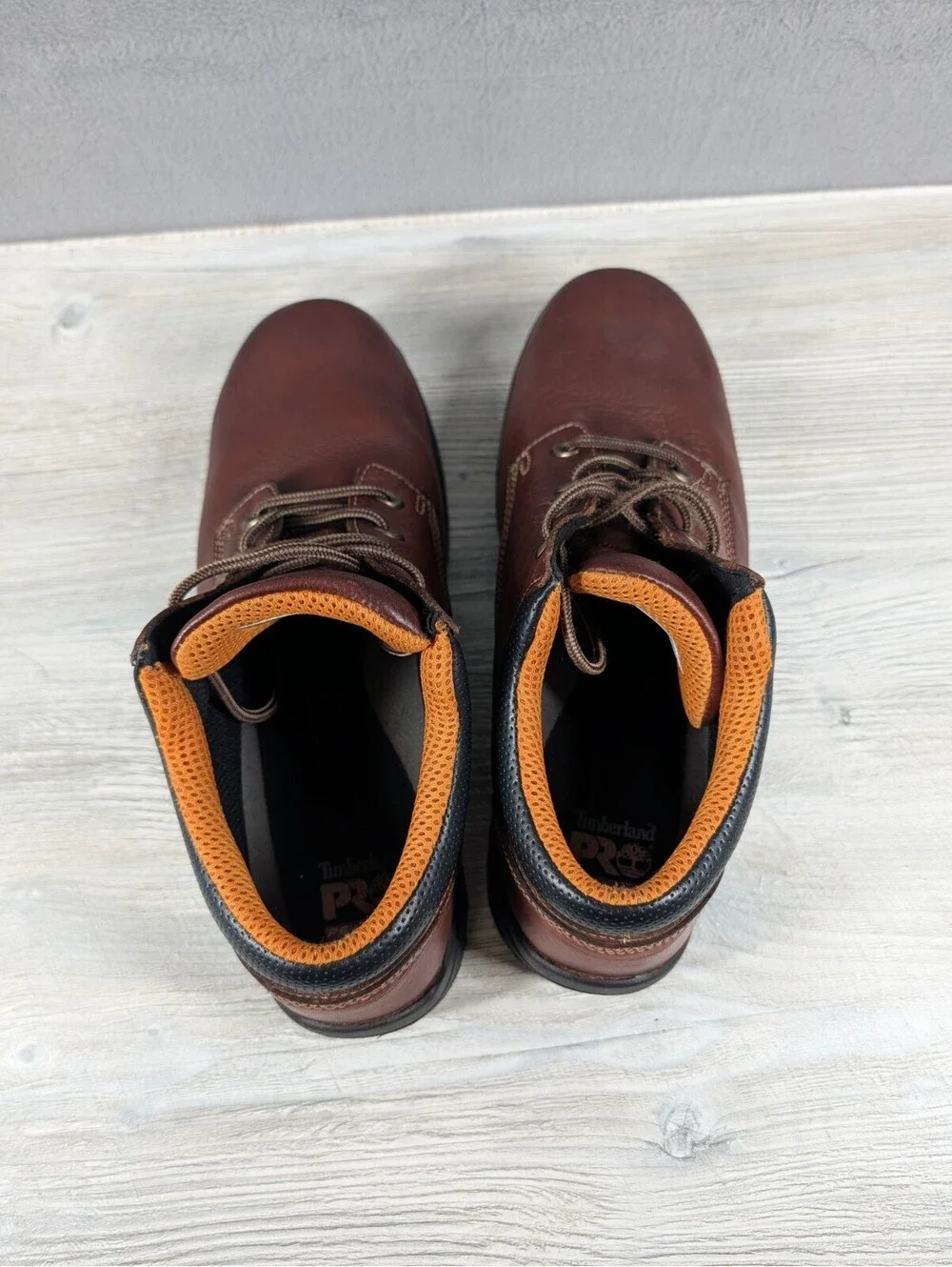 Timberland PRO Mens 13M Brown Steel Toe Work Boots Leather Safety EH Slip Resist